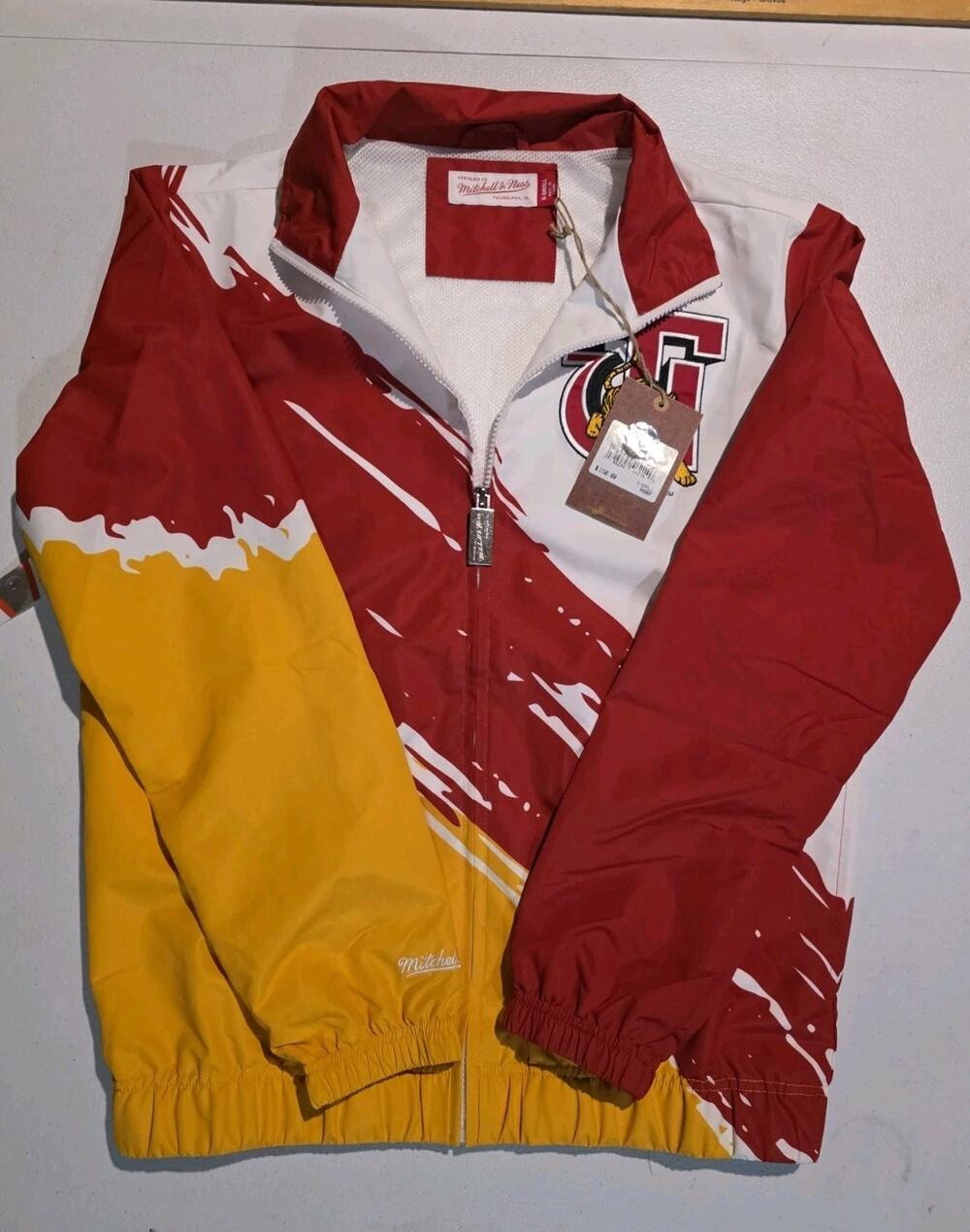 Tuskegee University Golden Tigers Mitchell & Ness Paintbrush Windbreaker XS NWT